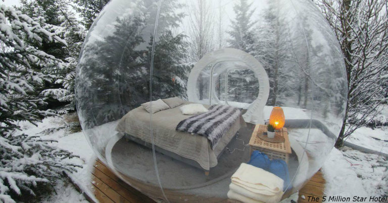 В Исландии в таких ″пузырях″ можно спать и смотреть на лес и северное сияние