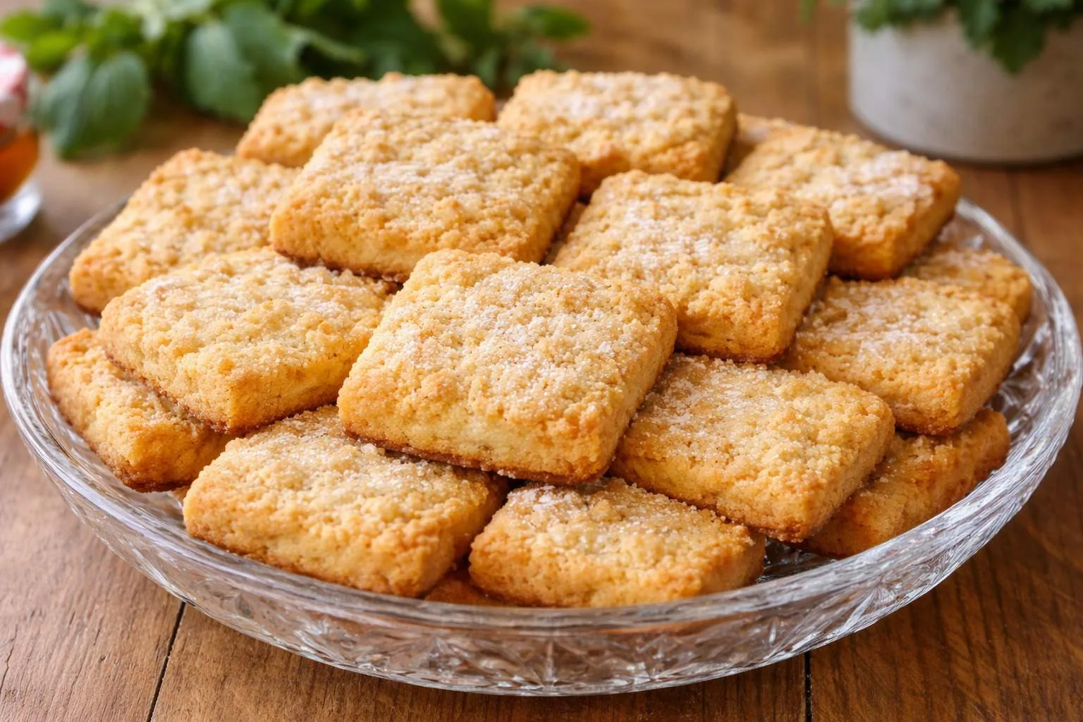 Домашнее песочное печенье с узором от вилки, посыпанное сахарной пудрой