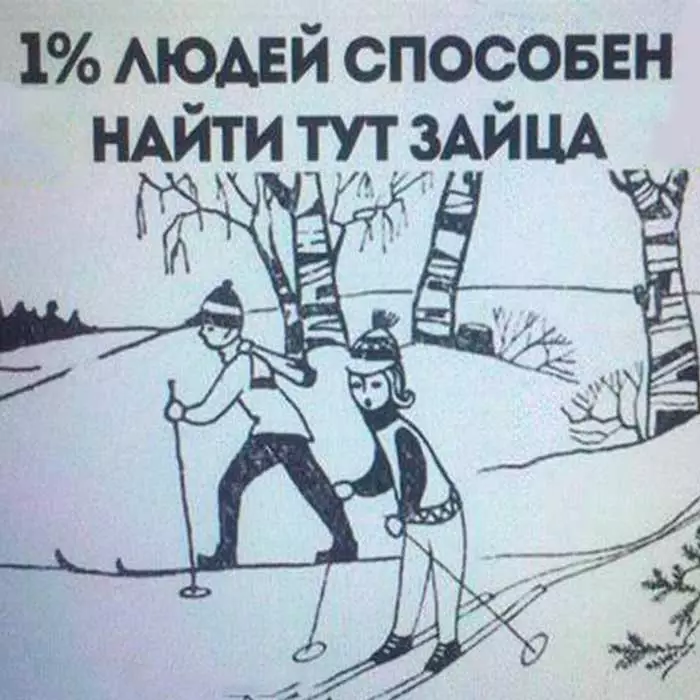 Любопытная задачkа для глазастых. Только 1% людей способен найти здесь зайца